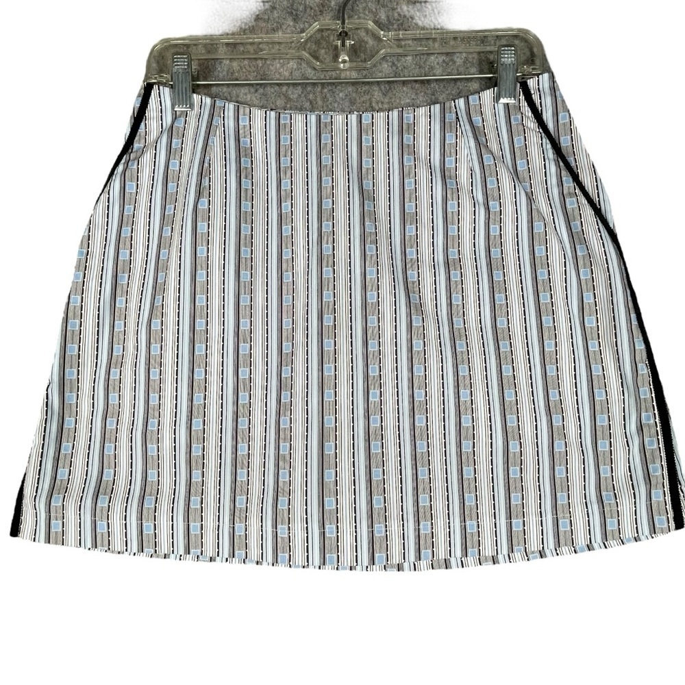 GOLFTINI Modern 3 Pocket Light Blue & Black Print Sporty Preppy Golf Skort  Sz 4